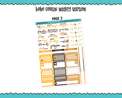 Hobonichi Cousin Weekly Cute As Can Bee Planner Sticker Kit for Hobo Cousin or Similar Planners