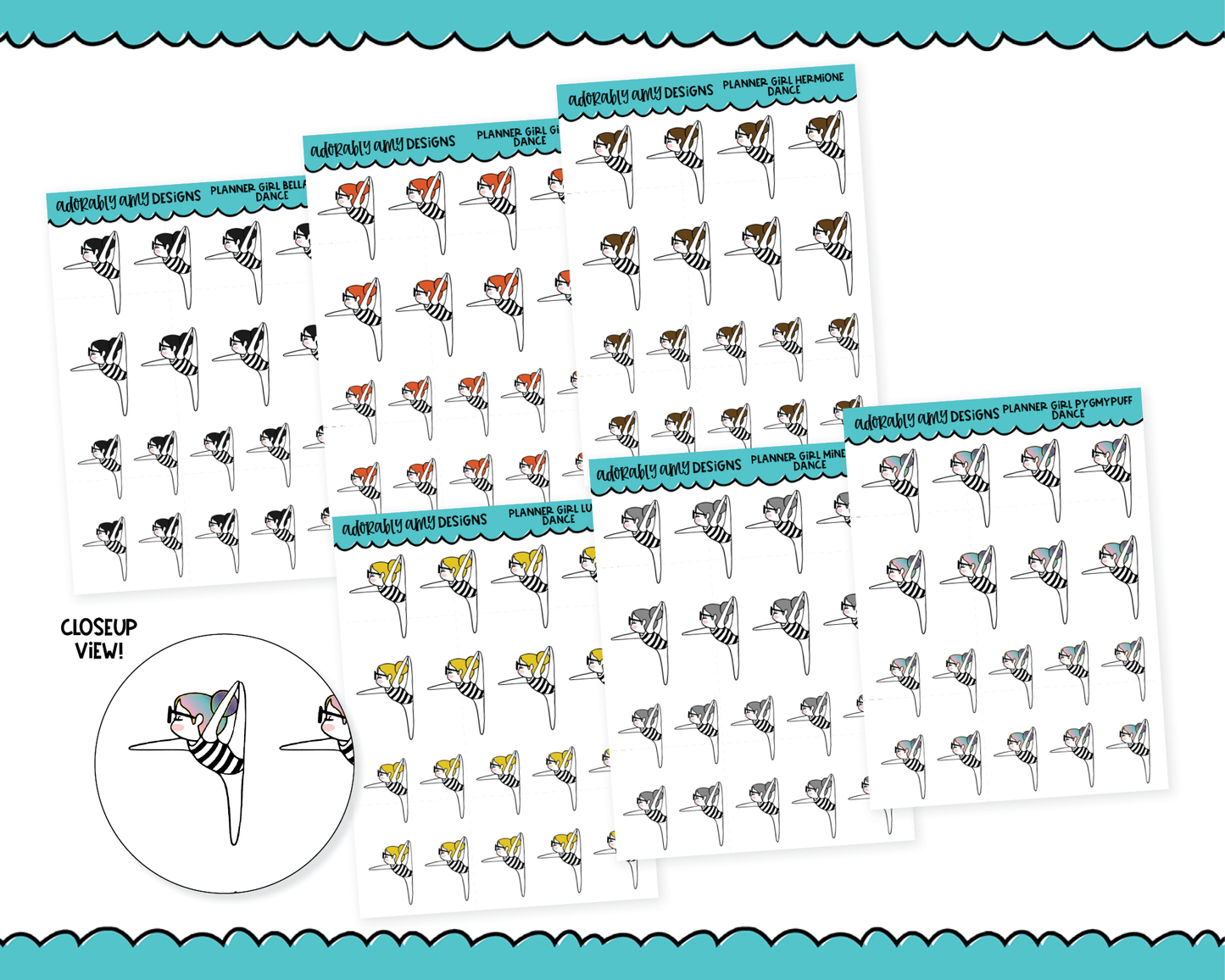 Doodled Planner Girls Character Stickers Dance Decoration Planner Stickers for any Planner or Insert