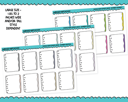 Rainbow Dangle Hearts Boxes Large/Jumbo Stickers for any Planner or Insert