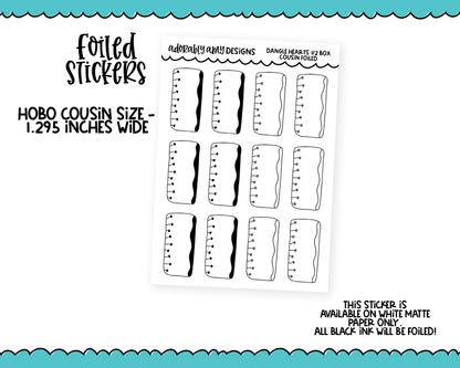 Foiled Hobo Cousin Dangle Hearts Half Boxes Planner Stickers for Hobo Cousin or any Planner or Insert