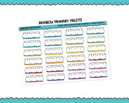 Rainbow Dangle Hearts Quarter Boxes Standard Stickers for any Planner or Insert