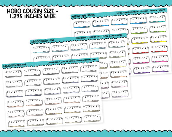 Hobo Cousin Dangle Hearts Quarter Boxes Planner Stickers for Hobo Cousin or any Planner or Insert