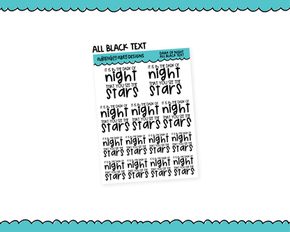 Rainbow or Black Dark of Night See Stars Motivational Typography Planner Stickers for any Planner or Insert