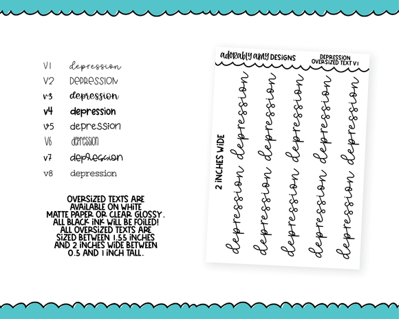 Foiled Oversized Text - Depression Large Text Planner Stickers