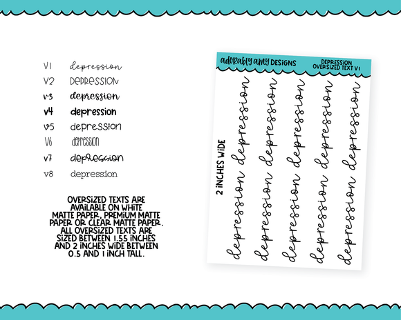 Oversized Text - Depression Large Text Planner Stickers