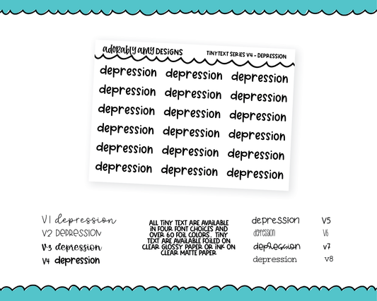 Foiled Tiny Text Series - Depression Checklist Size Planner Stickers for any Planner or Insert
