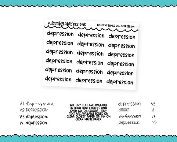 Foiled Tiny Text Series - Depression Checklist Size Planner Stickers for any Planner or Insert