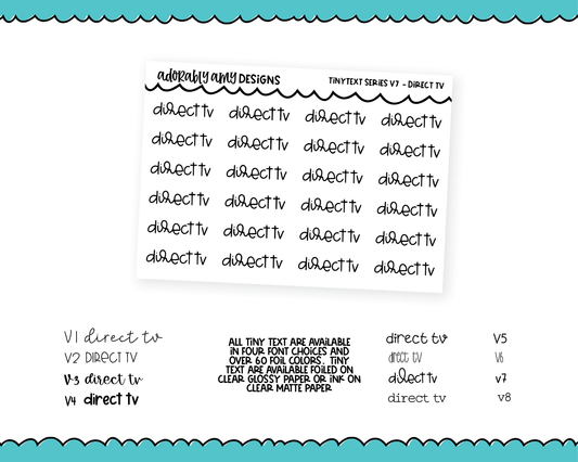 Foiled Tiny Text Series - Direct TV Checklist Size Planner Stickers for any Planner or Insert