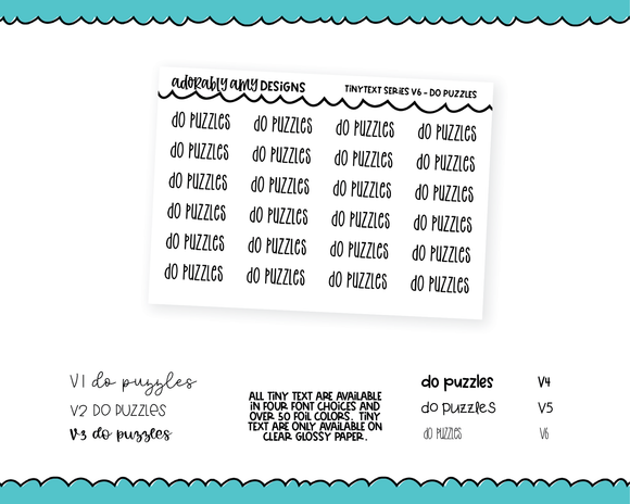 Foiled Tiny Text Series - Do Puzzles Checklist Size Planner Stickers for any Planner or Insert