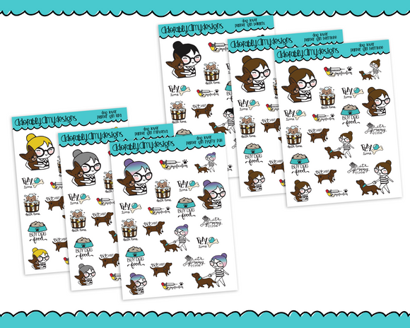 Planner Girls Character Stickers Dog Lover Decoration Planner Stickers for any Planner or Insert - Adorably Amy Designs
