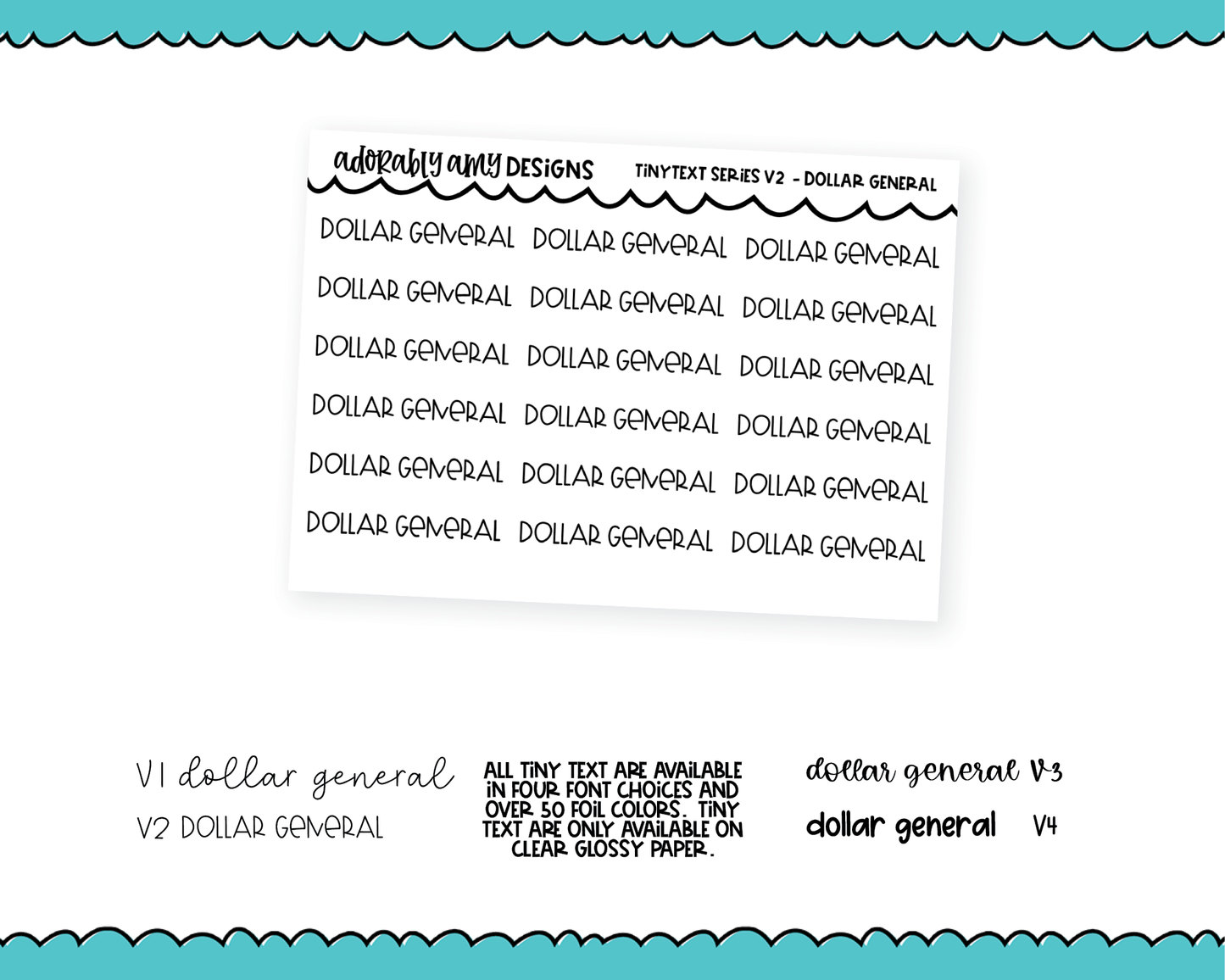 Foiled Tiny Text Series - Dollar General Checklist Size Planner Stickers for any Planner or Insert