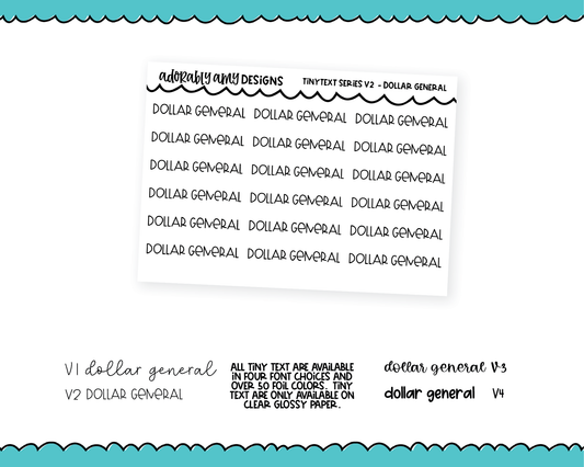 Foiled Tiny Text Series - Dollar General Checklist Size Planner Stickers for any Planner or Insert
