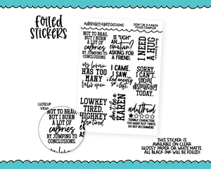 Foiled Don't Be A Karen Planner Stickers for any Planner or Insert
