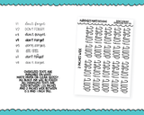 Foiled Oversized Text - Don't Forget Large Text Planner Stickers