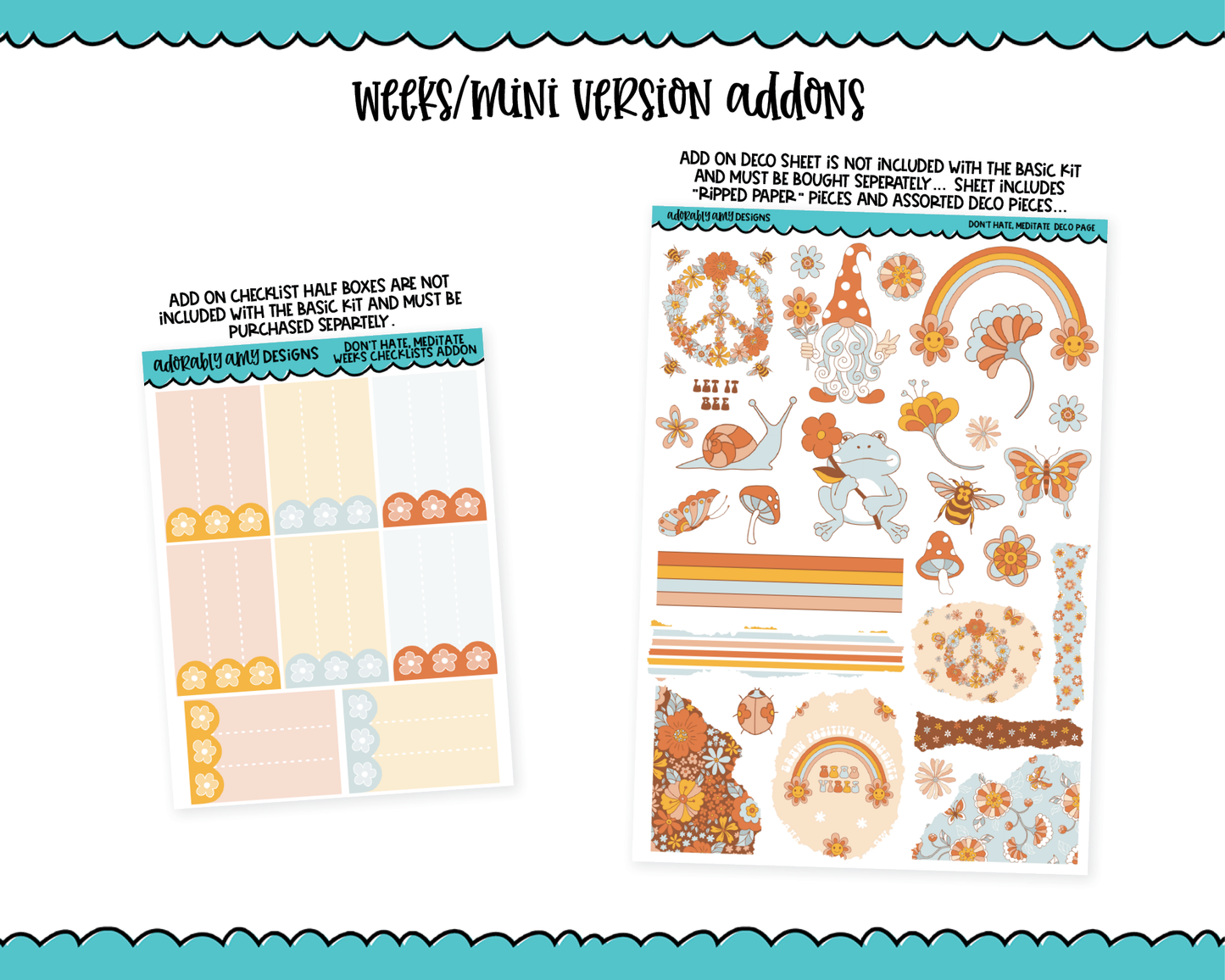 Mini B6/Weeks Don't Hate Meditate Weekly Planner Sticker Kit sized for ANY Vertical Insert