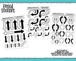 Foiled Doodled Arrows Planner Stickers for any Planner or Insert
