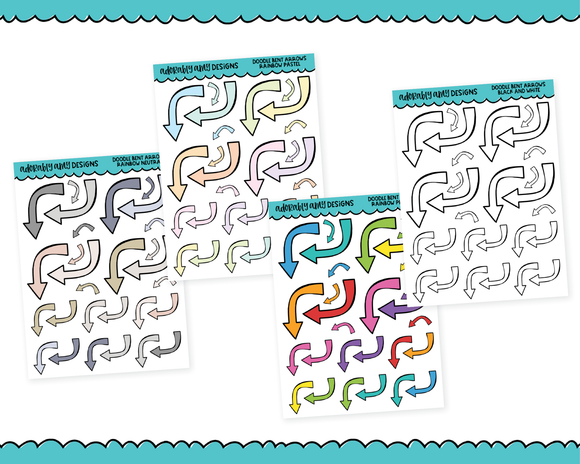 Rainbow Doodled Bent Arrows for Any Size Planner or Insert