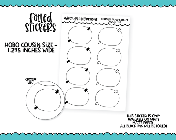 Foiled Hobo Cousin Doodled Taped Circle Box Planner Stickers for Hobo Cousin or any Planner or Insert