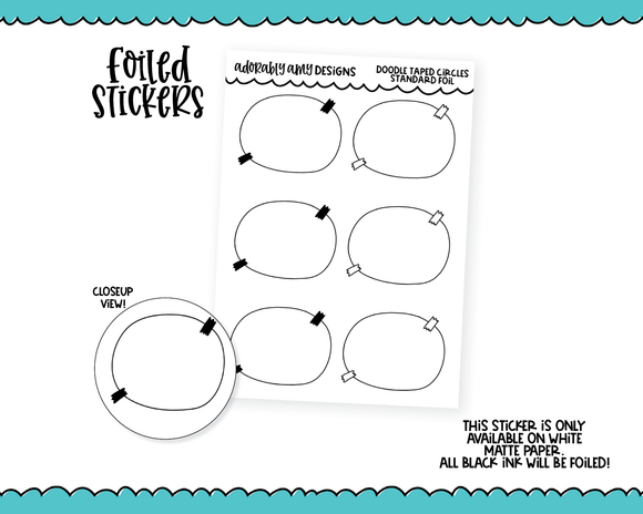 Foiled Doodled Tape Circle Boxes Standard Size Functional Decorative Planner Stickers for any Planner or Insert
