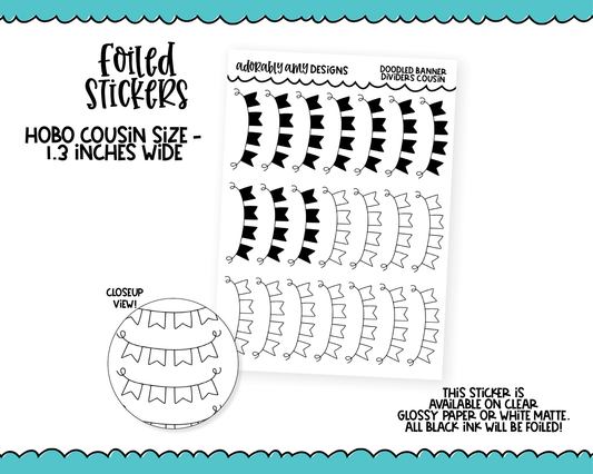 Foiled Hobo Cousin Banner Doodled Dividers/Headers Planner Stickers for Hobo Cousin or any Planner or Insert