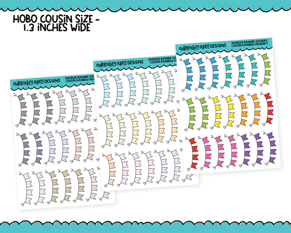 Hobo Cousin Rainbow Banner Doodled Headers or Dividers Planner Stickers for Hobo Cousin or any Planner or Insert