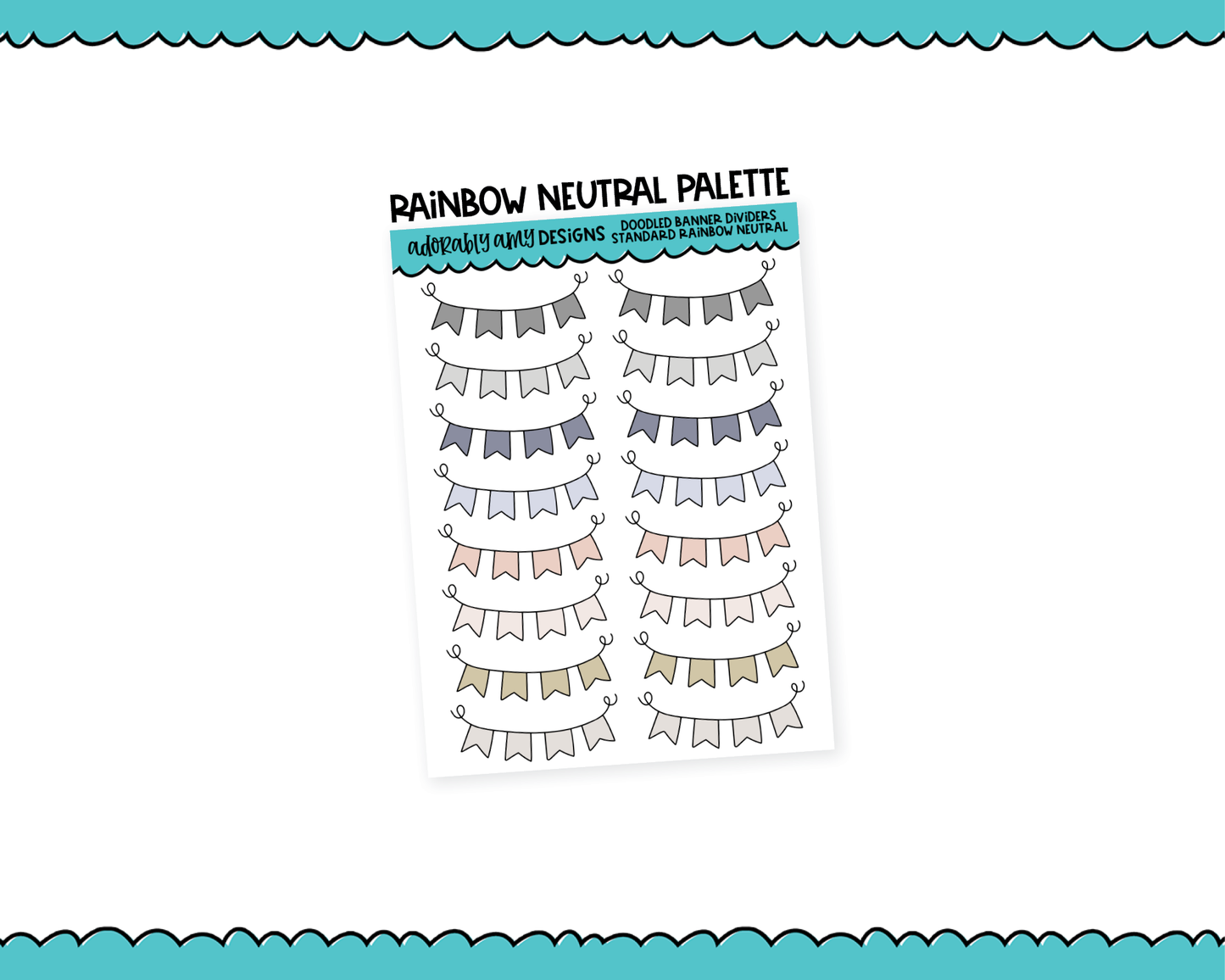Rainbow Banner Doodle Dividers Standard Size Stickers for any Planner or Insert
