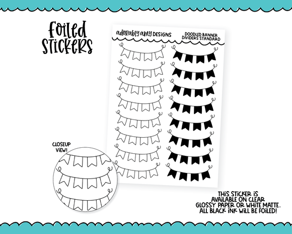 Foiled Banner Doodled Header Dividers Planner Stickers for any Planner or Insert