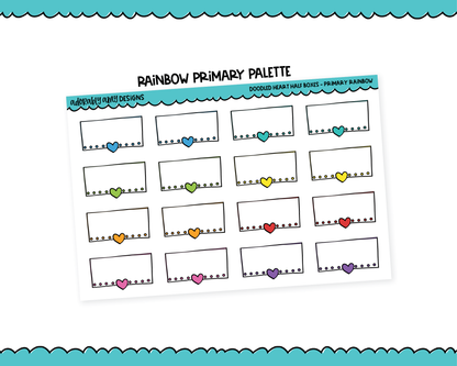Rainbow Doodled Hearts Half Box Reminder Planner Stickers for any Planner or Insert