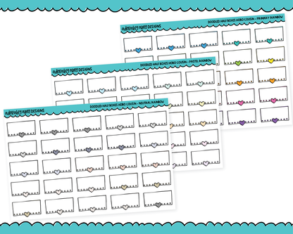 Hobo Cousin Rainbow Doodle Heart Half Box Planner Stickers for Hobo Cousin or any Planner or Insert