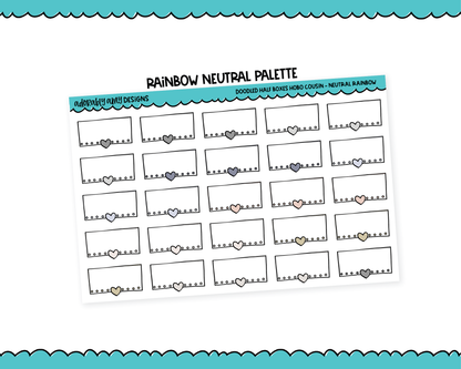 Hobo Cousin Rainbow Doodle Heart Half Box Planner Stickers for Hobo Cousin or any Planner or Insert