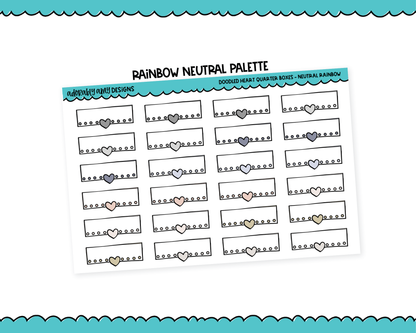 Rainbow Doodled Hearts Quarter Box Reminder Planner Stickers for any Planner or Insert
