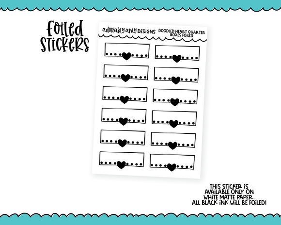 Foiled Doodled Heart Quarter Box Planner Stickers for any Planner or Insert