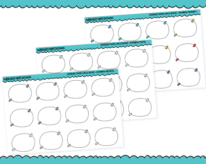 Rainbow Doodled Taped Circle Boxes Standard Stickers for any Planner or Insert