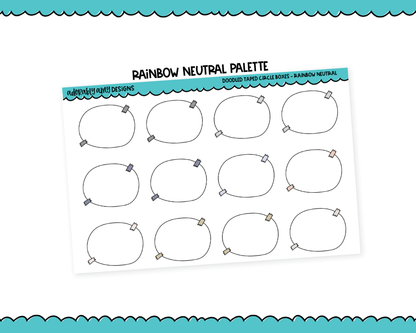 Rainbow Doodled Taped Circle Boxes Standard Stickers for any Planner or Insert