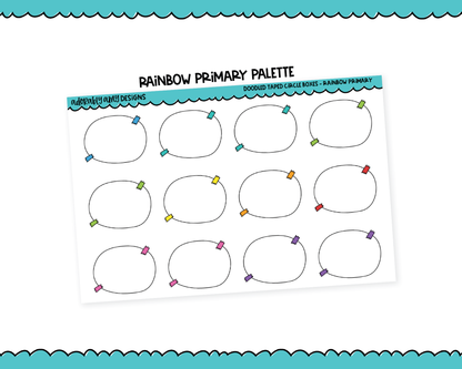 Rainbow Doodled Taped Circle Boxes Standard Stickers for any Planner or Insert