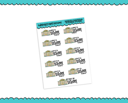 Doodled Graphics Countdown to School Planner Stickers for any Planner or Insert - Adorably Amy Designs