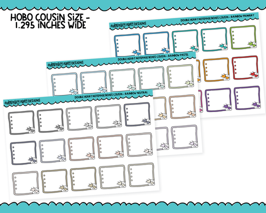 Hobo Cousin Double Heart Boxes Planner Stickers for Hobo Cousin or any Planner or Insert
