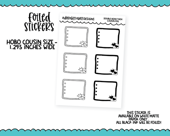 Foiled Hobo Cousin Double Hearts Boxes Planner Stickers for Hobo Cousin or any Planner or Insert