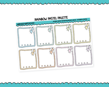 Rainbow Double Hearts Boxes Large/Jumbo Stickers for any Planner or Insert