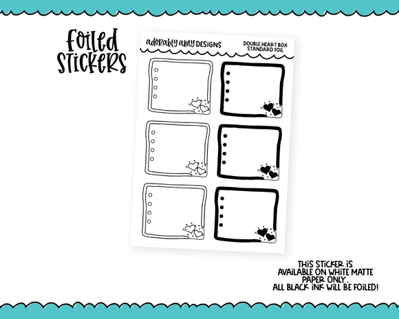 Foiled Double Heart Boxes Standard Size Functional Decorative Planner Stickers for any Planner or Insert