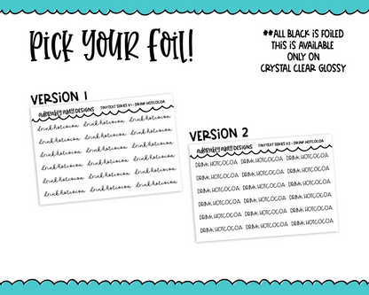 Foiled Tiny Text Series - Drink Hot Cocoa Checklist Size Planner Stickers for any Planner or Insert