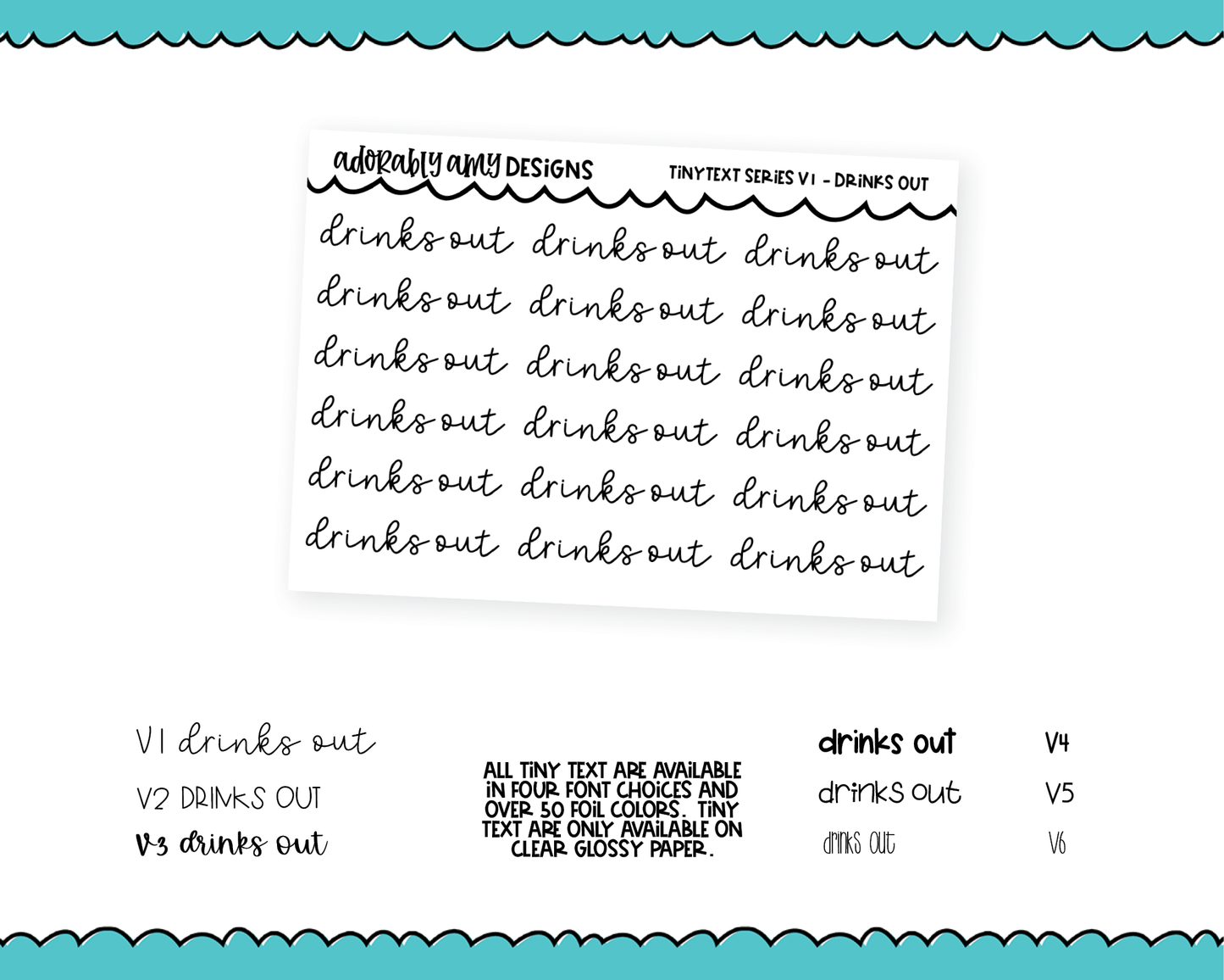 Foiled Tiny Text Series - Drinks Out Checklist Size Planner Stickers for any Planner or Insert