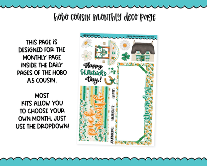 Hobonichi Cousin Monthly Pick Your Month Emerald Isle St. Patricks Day Themed Planner Sticker Kit for Hobo Cousin or Similar Planners