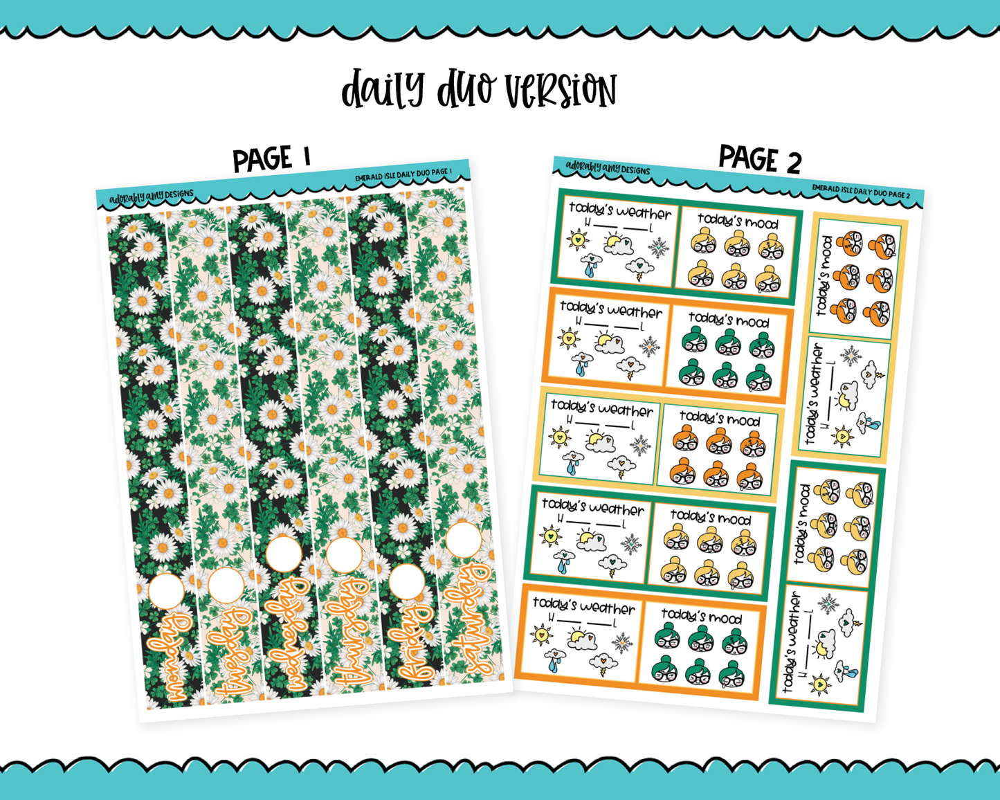 Daily Duo Emerald Isle St. Patricks Day Themed Weekly Planner Sticker Kit for Daily Duo Planner