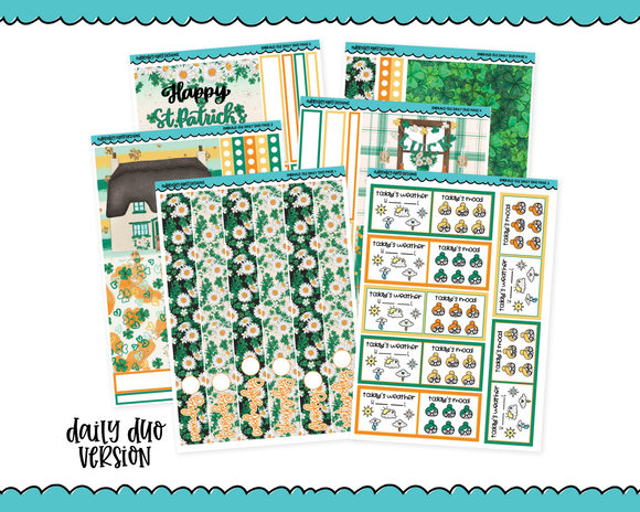 Daily Duo Emerald Isle St. Patricks Day Themed Weekly Planner Sticker Kit for Daily Duo Planner