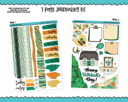 Journaling Kit Emerald Isle St. Patricks Day Themed Planner Sticker Kit in White OR Black for Blackout Planners