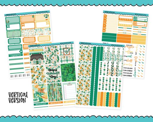 Vertical Emerald Isle St. Patrick's Day Holiday Themed Planner Sticker Kit for Vertical Standard Size Planners or Inserts