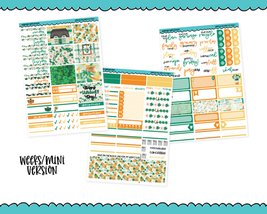 Mini B6/Weeks Emerald Isle St. Patricks Day Holiday Themed Weekly Planner Sticker Kit sized for ANY Vertical Insert