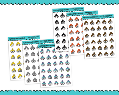 Planner Girls Character Stickers Emotis V2 Planner Stickers for any Planner or Insert - Adorably Amy Designs