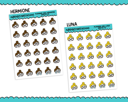 Planner Girls Character Stickers Emotis V3 Decoration Planner Stickers for any Planner or Insert - Adorably Amy Designs